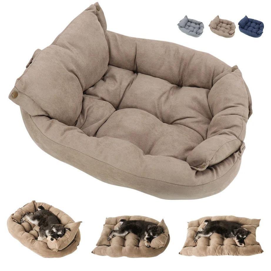 3-in-1 Dog Cat Bed Sofa Mat – Warm Winter Pet Cushion Nest