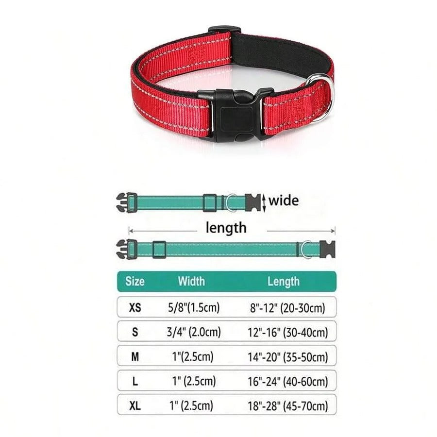 Reflective Adjustable Dog Collar - Soft, Safe & Cute Fit