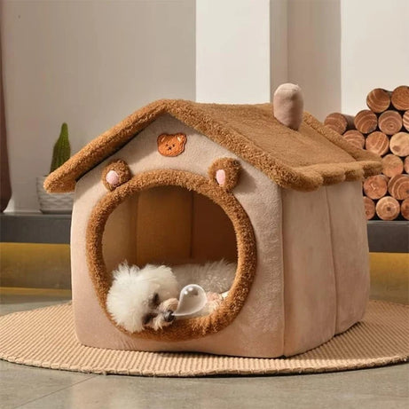 Foldable Cat Dog Bed House – Washable Pet Cave Sofa