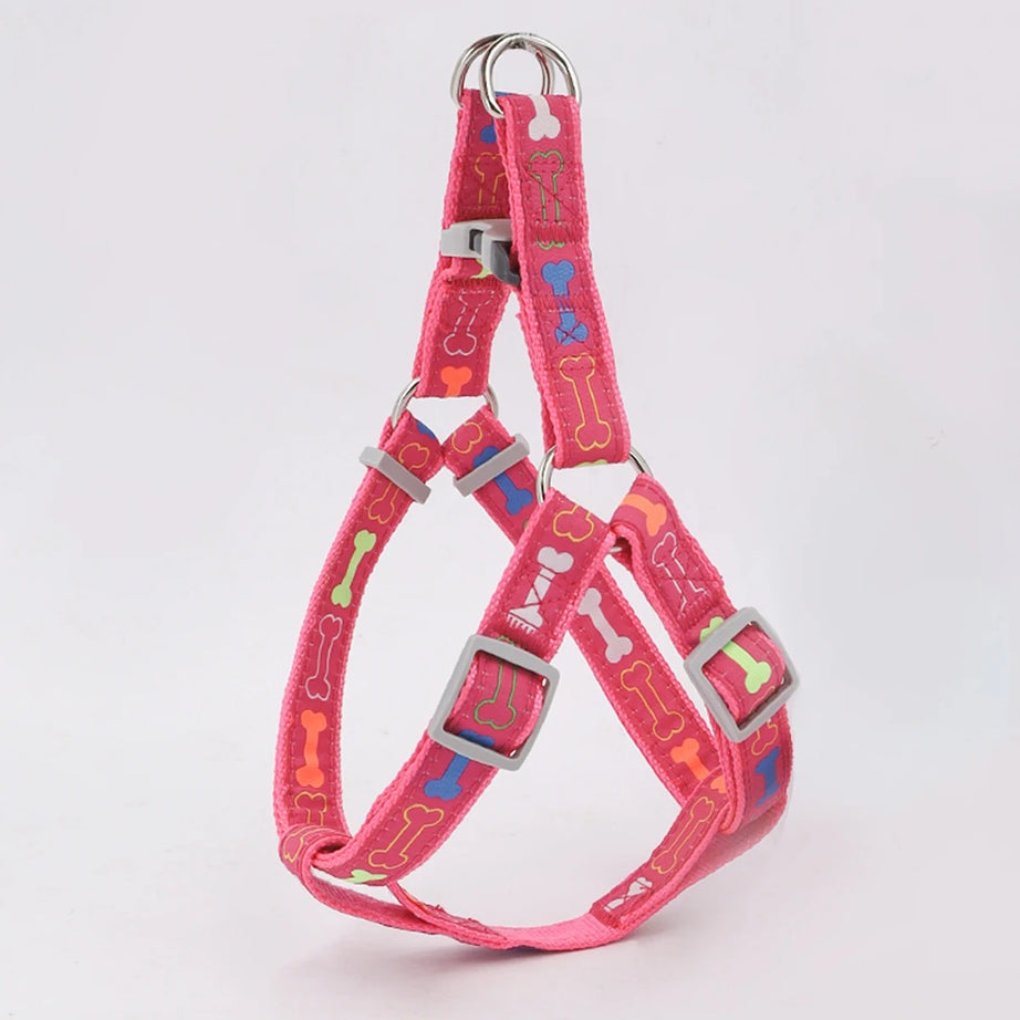Colorful Bone Print Dog Harness – Indoor & Outdoor Use