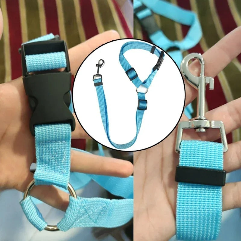 2-in-1 Dog Car Seat Belt & Leash – Adjustable Nylon Strap