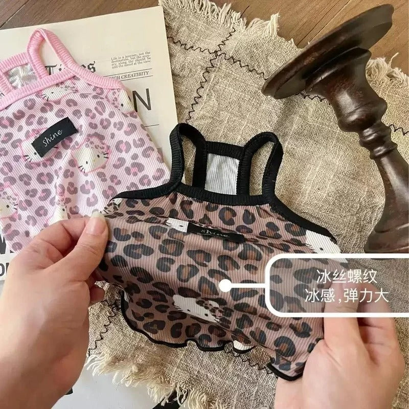 Summer Pet Clothes Leopard Ice Silk for Cats Dogs