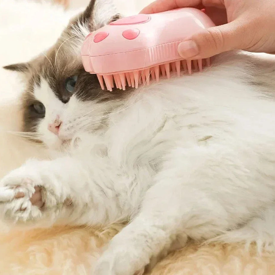 3-in-1 Pet Grooming Brush: Steam, Massage & Hair Removal