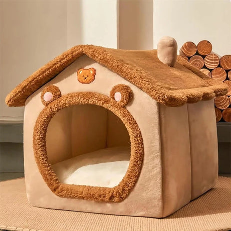 Foldable Cat Dog Bed House – Washable Pet Cave Sofa