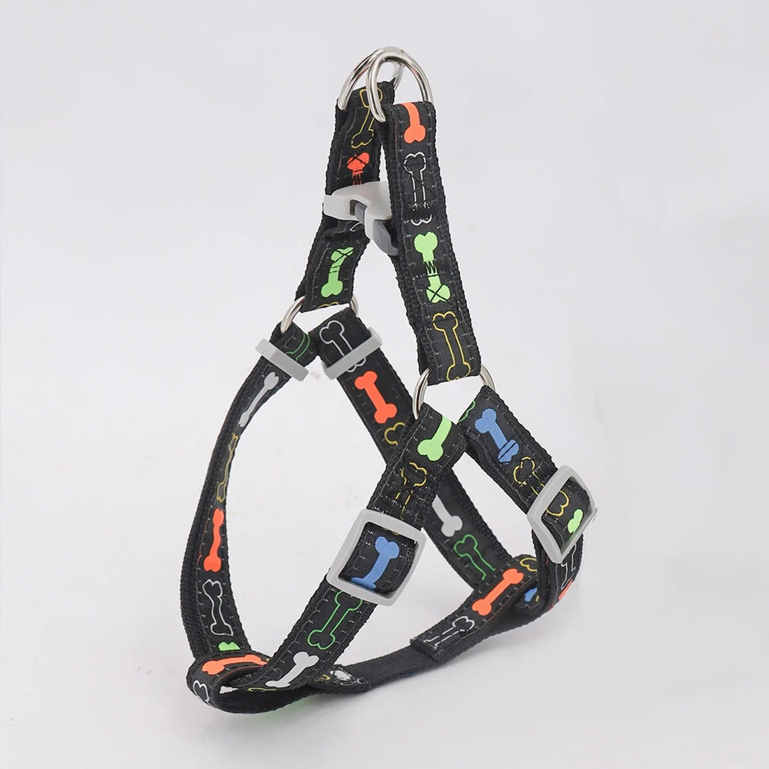 Colorful Bone Print Dog Harness – Indoor & Outdoor Use