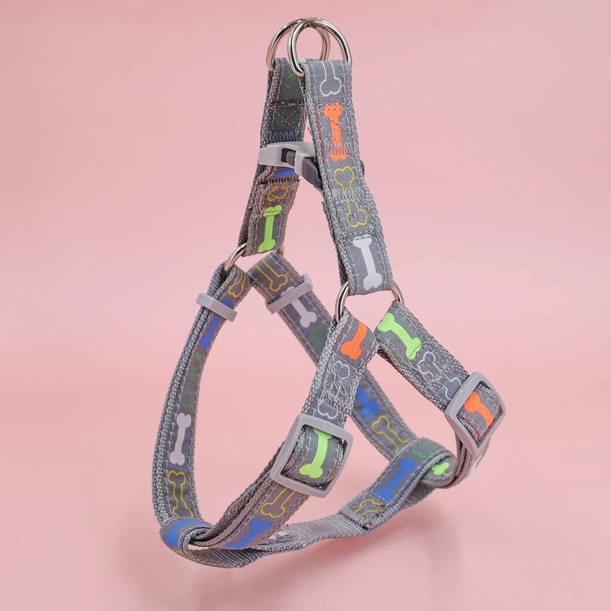 Colorful Bone Print Dog Harness – Indoor & Outdoor Use