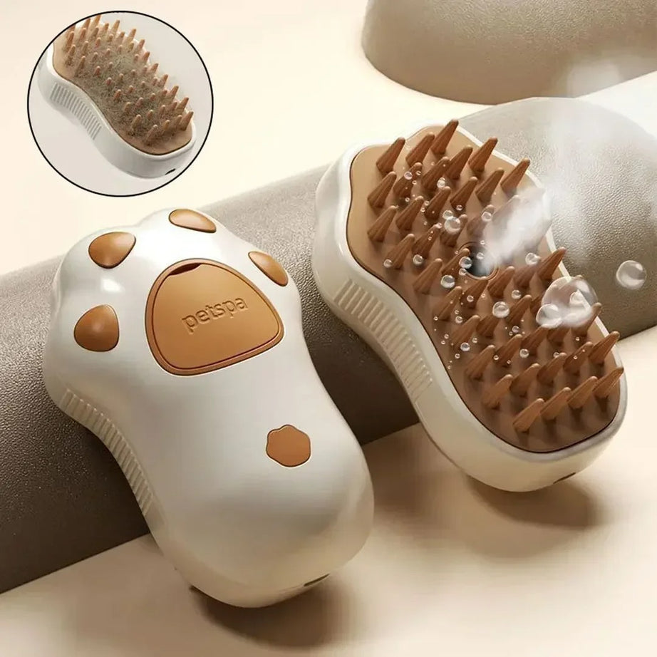 3-in-1 Pet Grooming Brush: Steam, Massage & Hair Removal